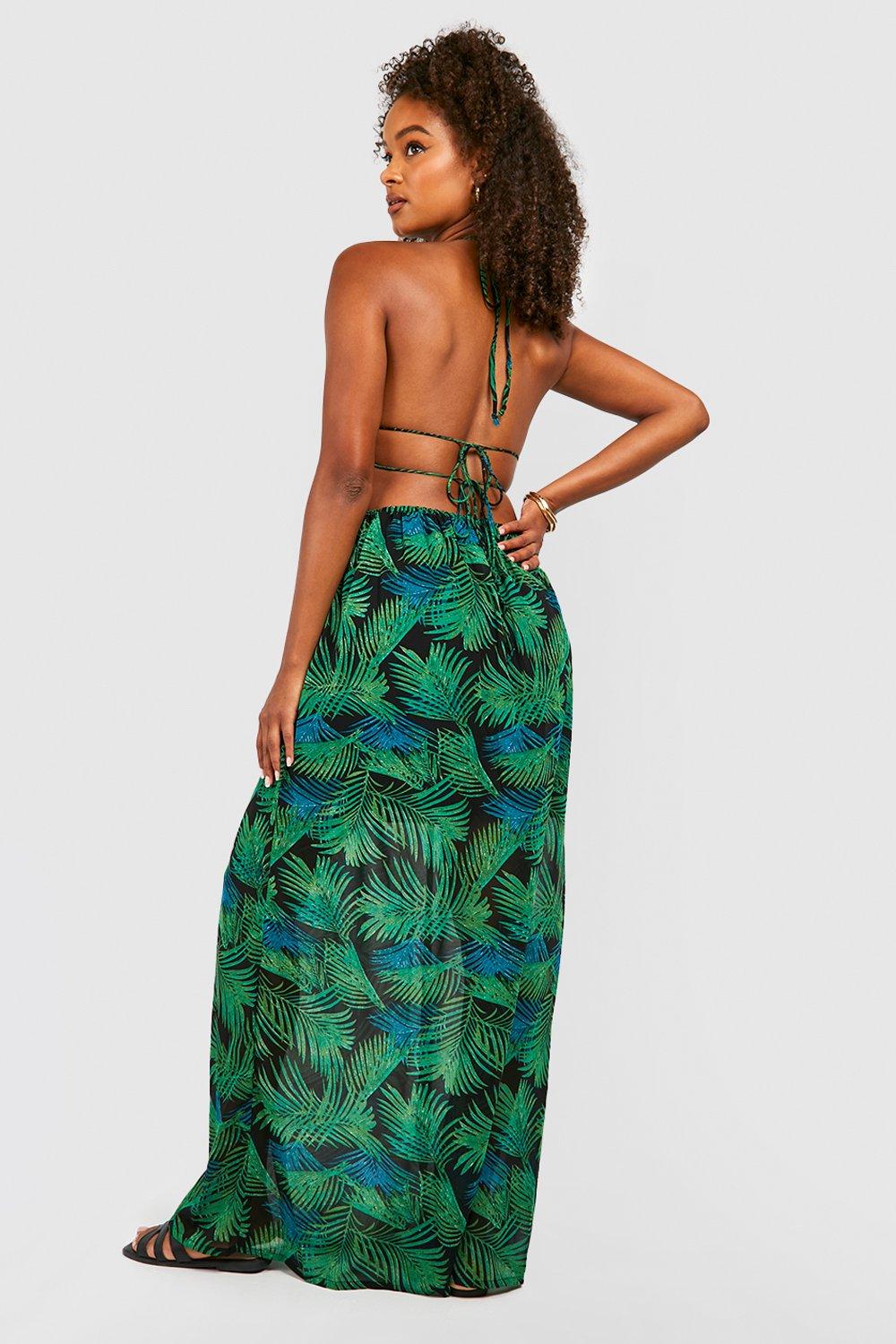 Green palm leaf sales maxi dress